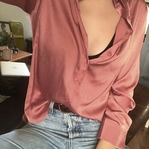 Silky button down blouse